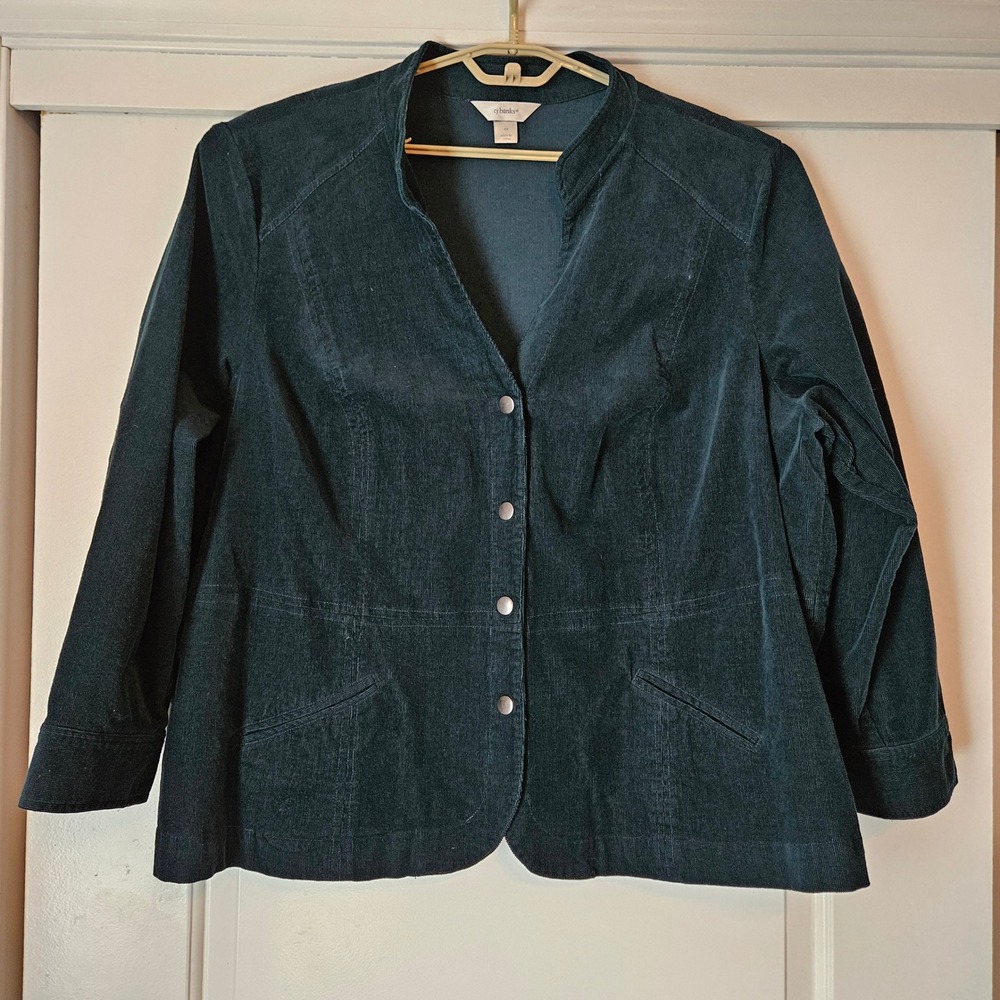 Corduroy Snap Front Jacket Womens 4X Stretch Academia Office Career